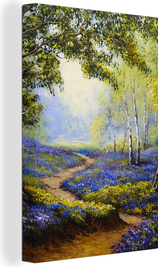 OneMillionCanvasses - Leinwandbilder - 90x140 cm, Gemälde - Natur - Wald - Blumen - Ölfarbe, Wandbilder Kunstdruck Wanddekoration - Foto auf Le...