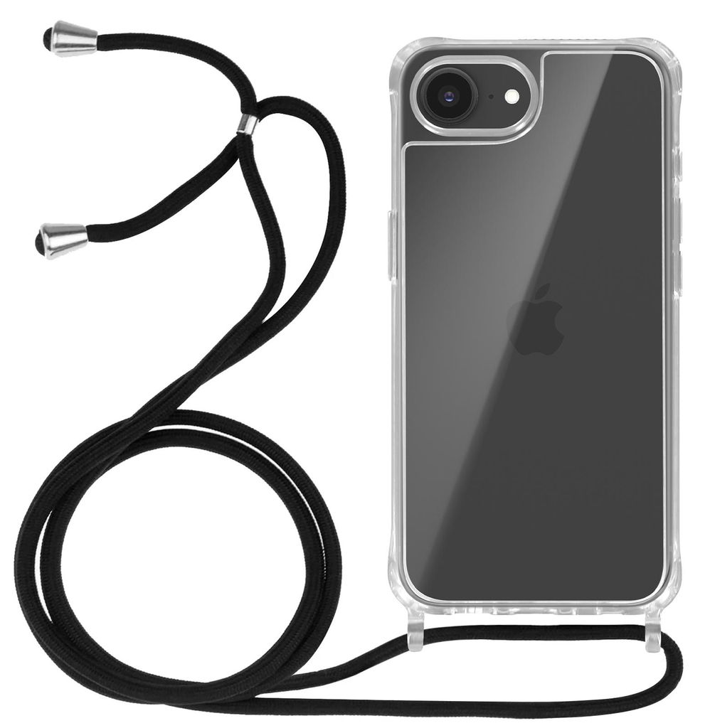 Avizar, Silikonhülle mit 70 cm Nylon-Kette für Apple iPhone 17e, Transparent