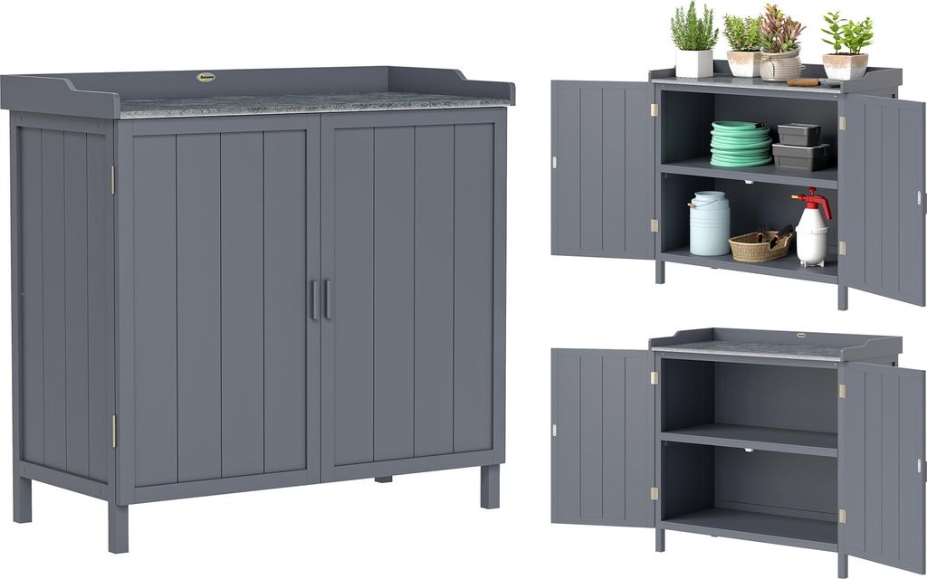 Outsunny Armoire de rangement de jardin sur pied, table de Image du produit 