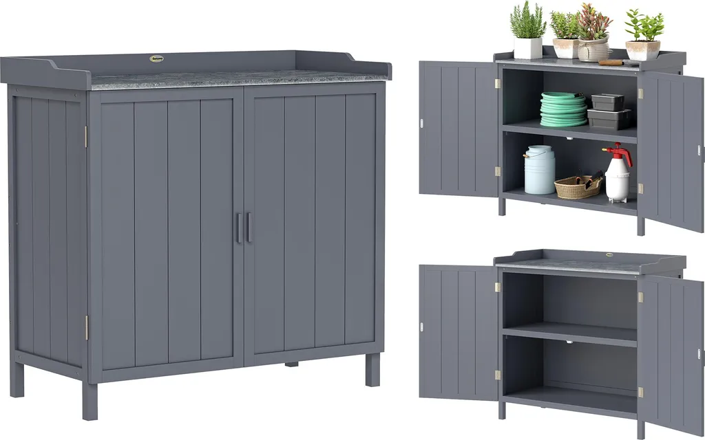 Meuble de Rangement Terrasse : Armoire Basse et Établi de Jardinage