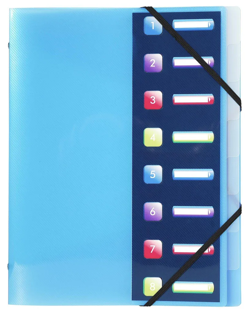 Trieur valisette A4 Crystal Colours avec 8 compartiments et élastiques - 2