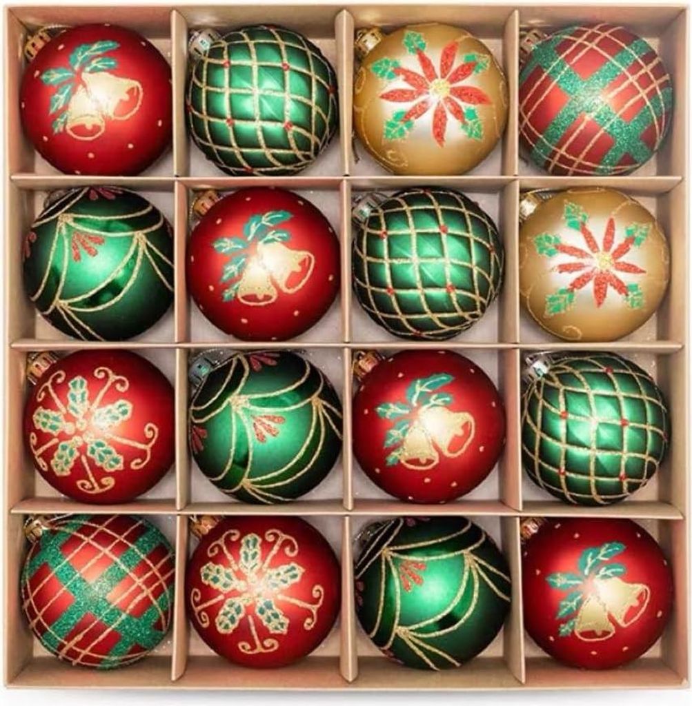 Kerstballen Set von 16 Stück 60mm - Dekoration für den Weihnachtsbaum - Erfolgreiche Weihnachtsdekoration für das Weihnachtsfest zu Hause