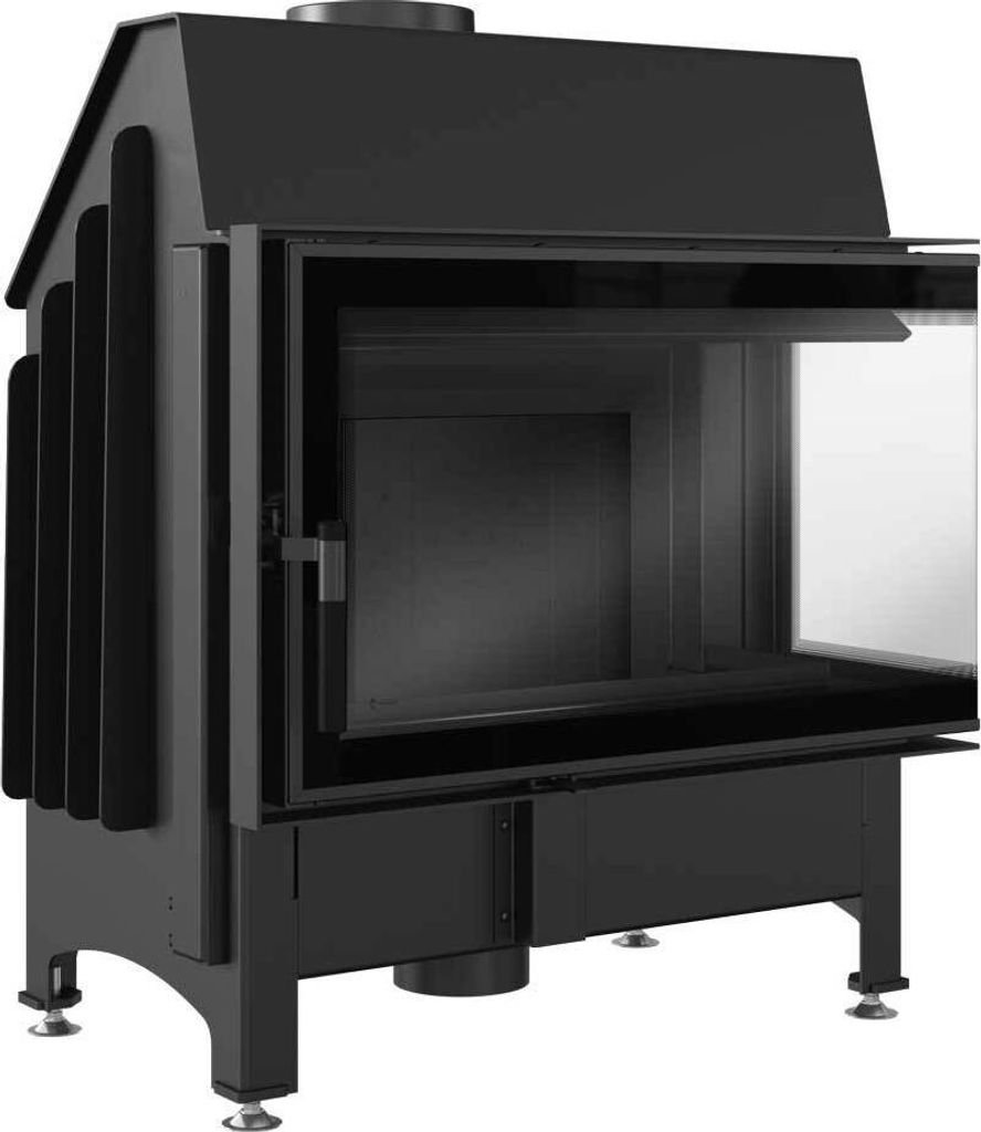 Kamineinsatz aus Stahl ZIBI rechts 11 kW Ø 180 DECO schwarz Verkleidung