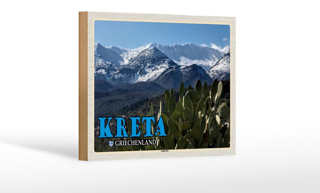 Holzschild Reise 18x12 cm Kreta Griechenland Lefka Ori Gebirge Dekoration
