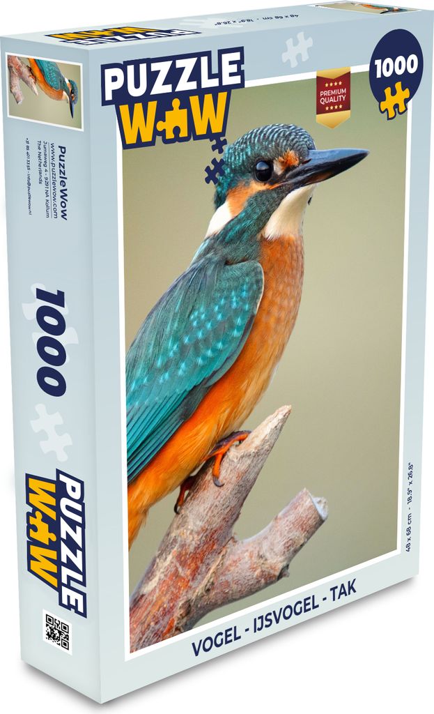 MuchoWow Puzzle 1000 Teile Vogel - Eisvogel - Zweig - Spielzeug - Alt und Jung - Spiele - Puzzeln