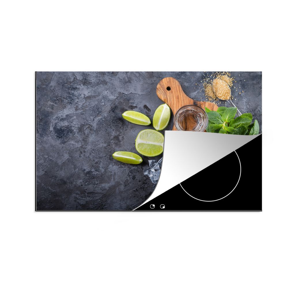 KitchenYeah Herdabdeckplatte Schneidebrett - Glas - Obst - Induktionsschutz , 80x52cm, Küche Deko, Glaskeramikkochfeld Herdabdeckung, Abdeckplat...