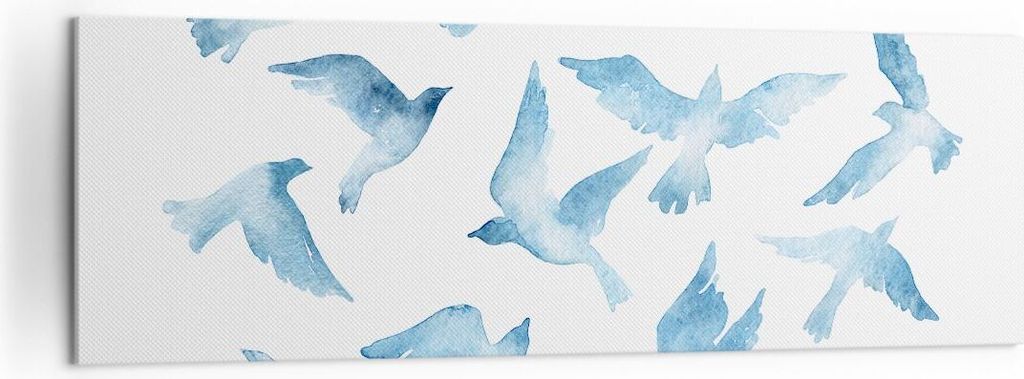 Bild auf Leinwand - Leinwandbild - Vögel digital Wolke Taube - 160x50cm - Wand Bild - Wanddeko - Leinwanddruck - Bilder - Kunstdruck - Wanddekorat...