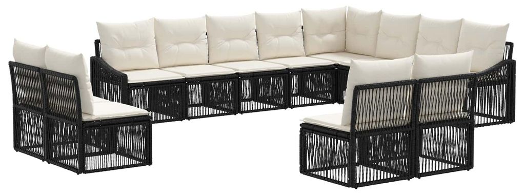 vidaXL Gartensofa-set 12 pcs Schwarz Poly-Rattan