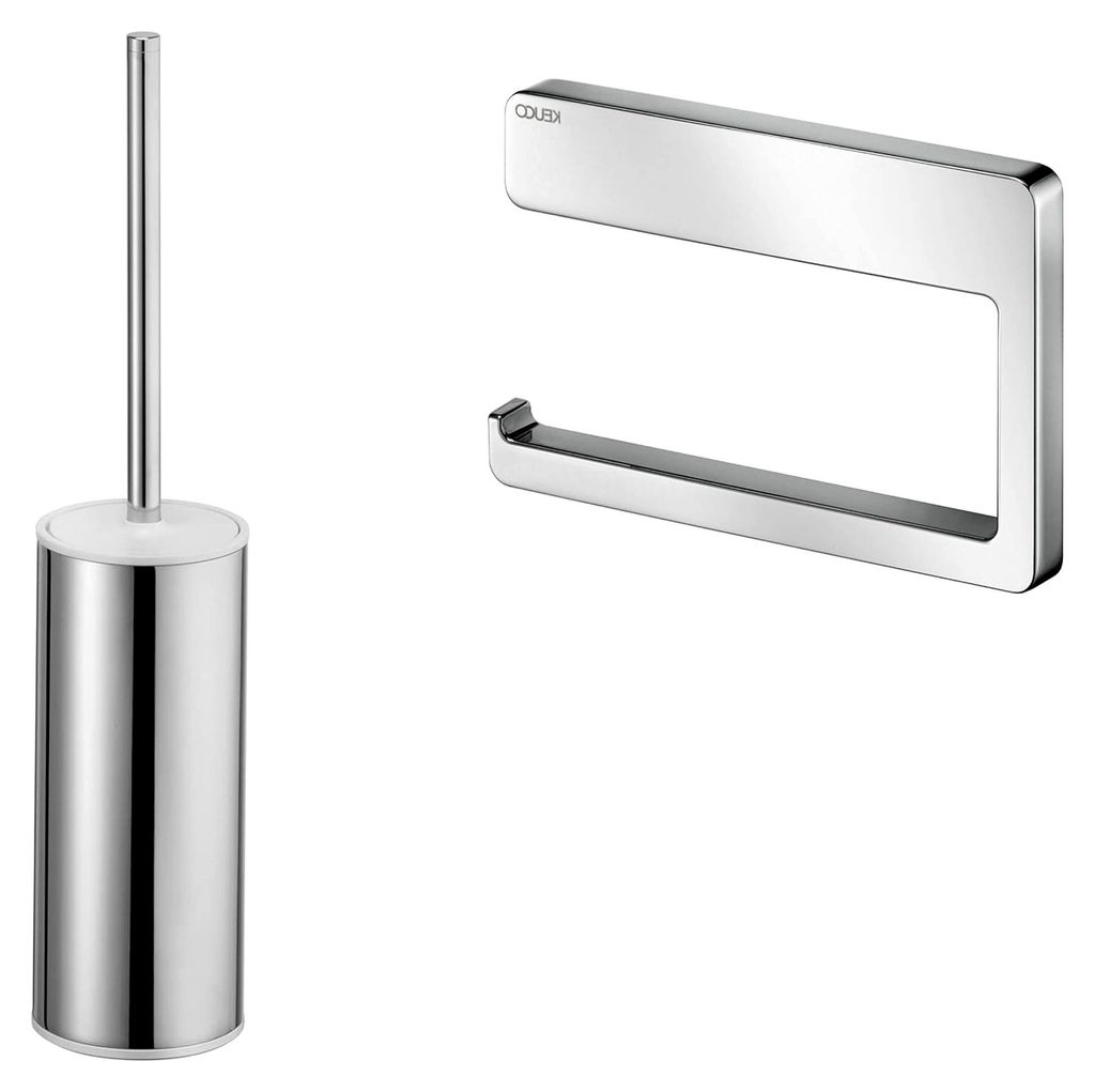 Moll Set aus Toilettenpapierhalter und WC-Bürstengarnitur, verchromtes Metall, inkl. Schrauben und Dübel, Bad-Accessoires zum Schrauben