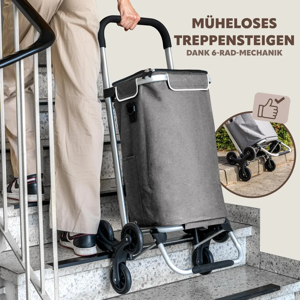 bremermann Chariot à main rouge - Poussette de marché pliable 40L - 2