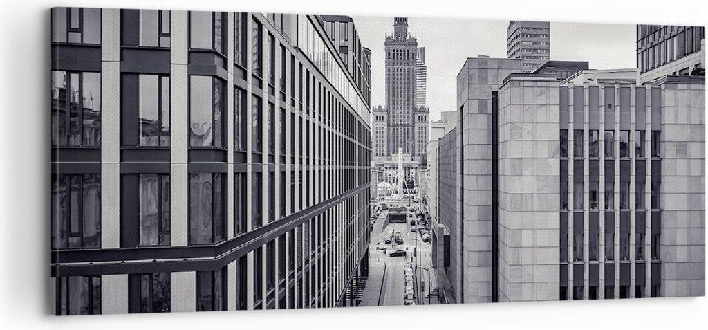Bild auf Leinwand - Leinwandbild - Einteilig - Warschau Palast Kultur - 120x50cm - Wand Bild - Wanddeko - Wandbilder - Leinwanddruck - Bilder - Wan...