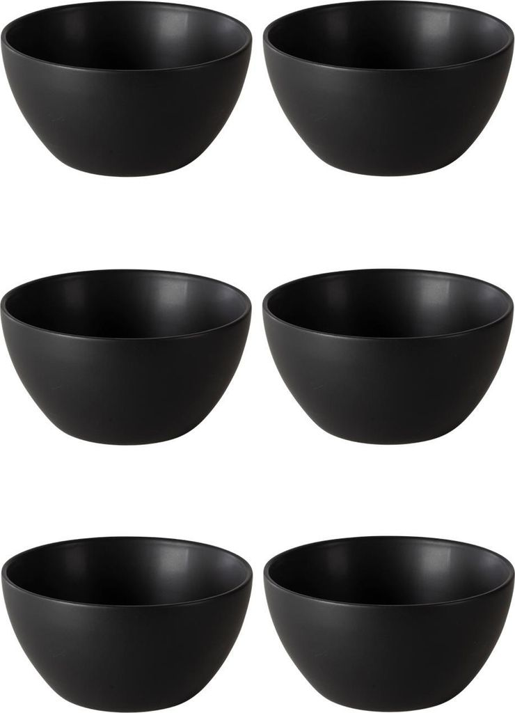 Müslischalen - Ø 14 cm - Schwarz matt - Steingut - 6er Set Produktbild 