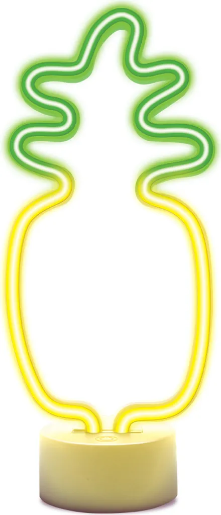 Déco Néon LED Ananas pour Bureau et Chambre Orange Vert USB-C avec Support