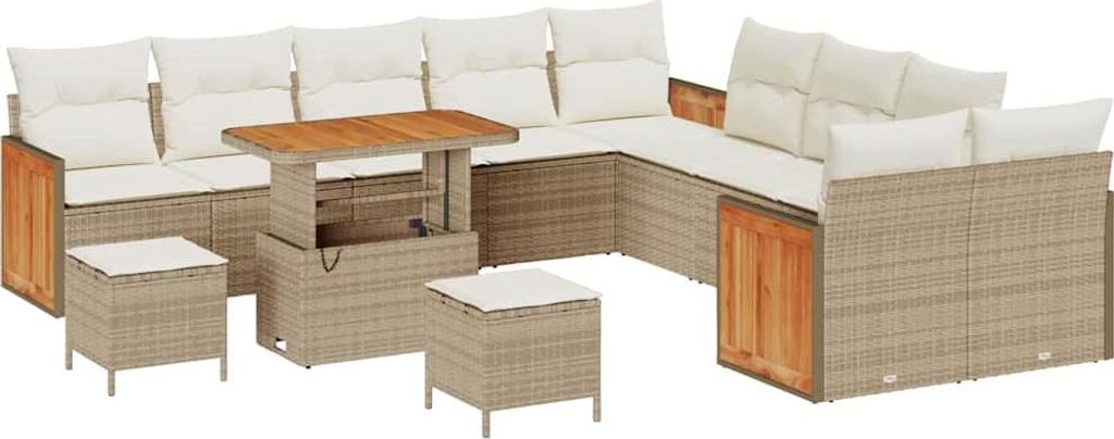 "2026 MODERNE" Garten-Sofa-Set - Balkonmöbel/Loungeset - elegantes Design - mit Kissen 13 pcs Beige und Creme - 90x55x71cm - Gartensofas NeuMöbel...