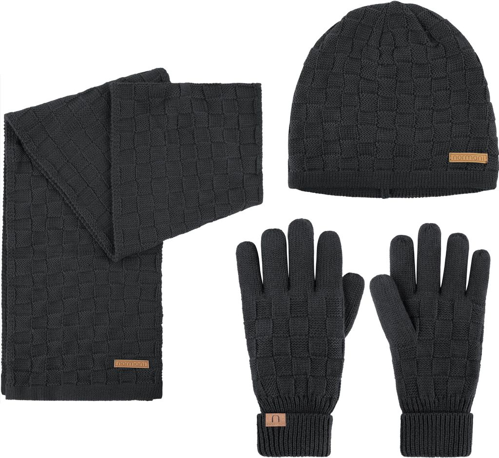 normani Winterset aus Wolle Mütze, Schal und Handschuhe Muster
