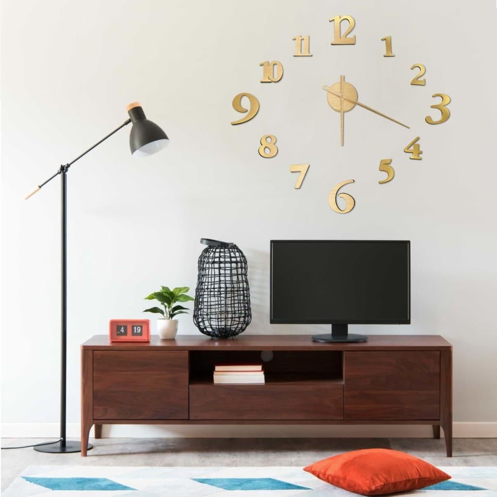 vidaXL Orologio da parete 3D Design moderno dorato 100 cm Immagine del prodotto 