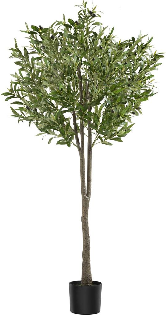 tectake Künstlicher Olivenbaum Oleand verschiedene Größen stabiler Kunststoff-Blumentopf