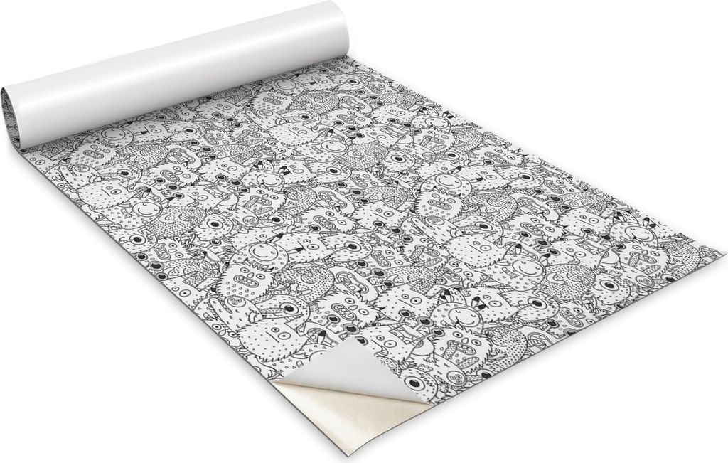 Selbstklebende Möbelfolie - Dekorationsfolie - Tischmöbel - Zuschneidbar - Doodle-Monster - 100 x 50 cm