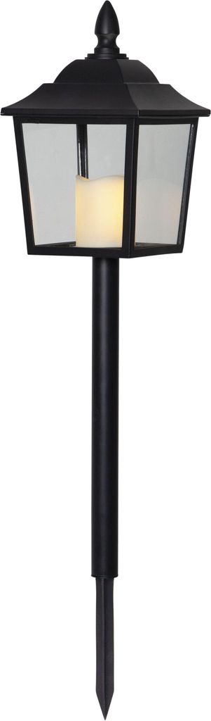 Grablaterne ,Flame Lantern mit LED-Kerze, Batterie und Produktbild 