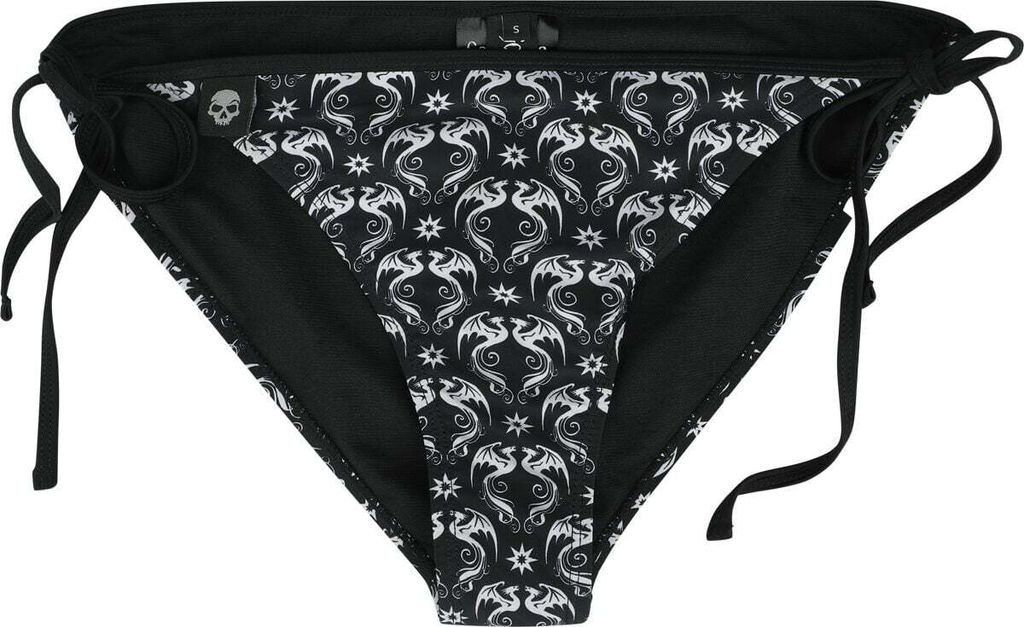 Gothicana by EMP Damen schwarze Bikinihose mit Drachen und Sternen XXL