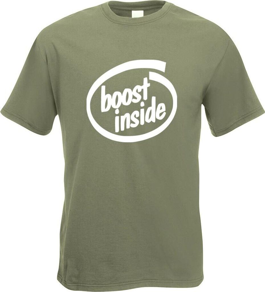 Kiwistar - T-Shirt - Olive - Boost Inside Auto Motiv Bedruckt Funshirt Design Print - mit Motiv Bedruckt - Funshirt Design - Sport - Freizeit - Her...