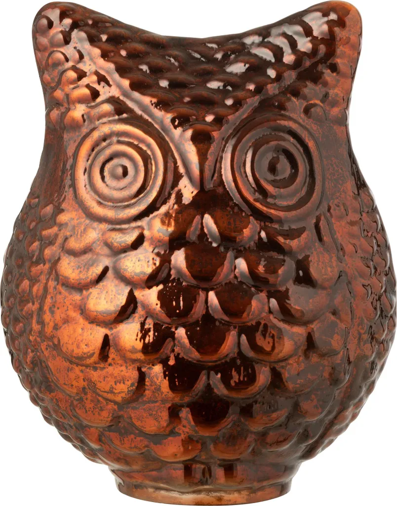 Figurine Hibou J-Line Verre Brun Rouille - Décoration Intérieure Chic