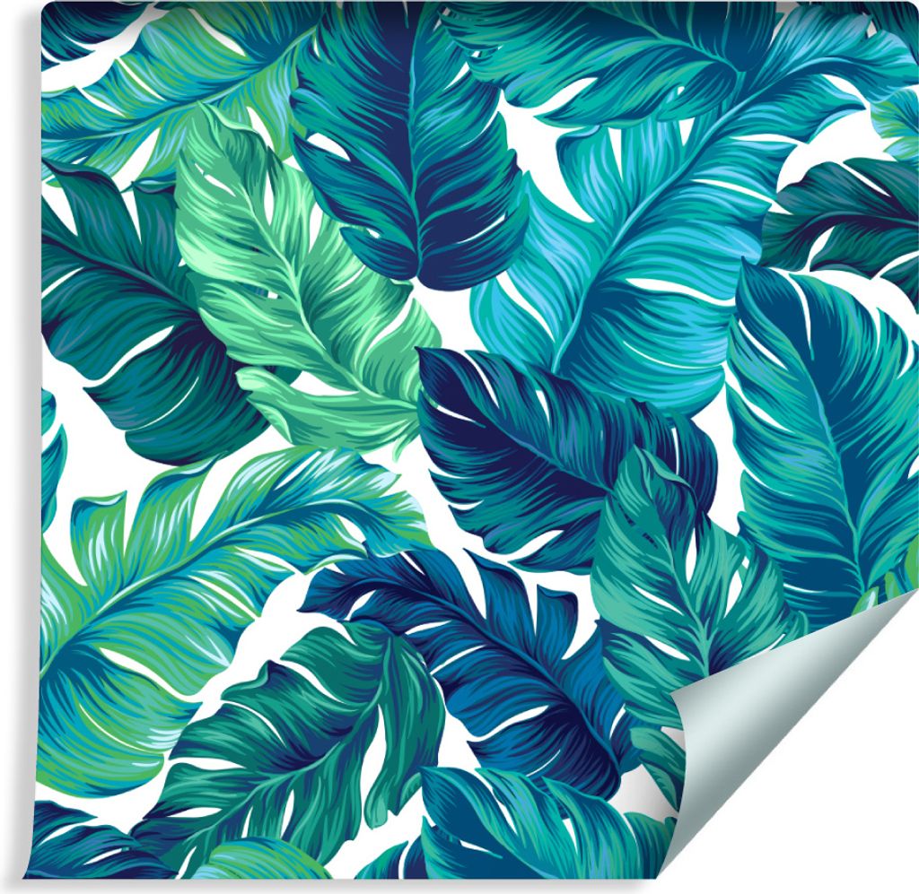 10m VLIES TAPETE Rolle Türkis Tropische Blätter NATUR XXL