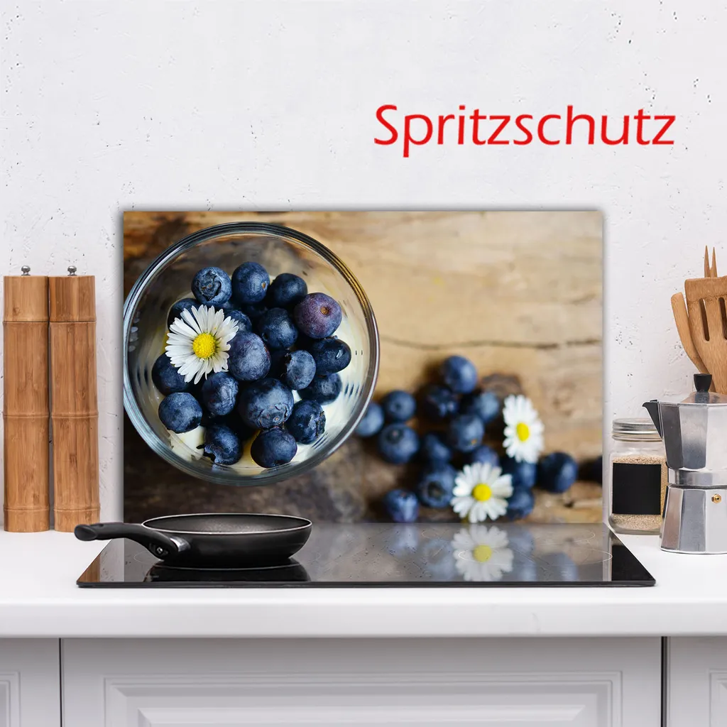 Piastra Vetro 80x52 per Piano Ceramica | Copertura e Paraspruzzi Frutta Blu - 14