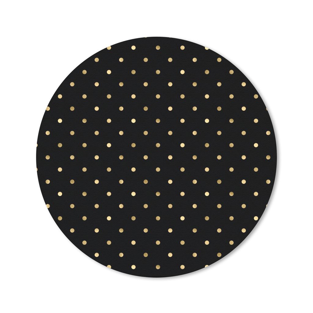 MuchoWow Mauspad Mousepad Muster - Tupfen - Gold - Schwarz 50x50 cm - Mousepads - Maus Mat - Pad - Mausunterlage - Vinyl