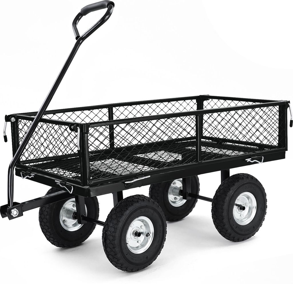 Transport Gitterwagen Handwagen Bollerwagen Seiten klappbar bis 250kg Schwarz