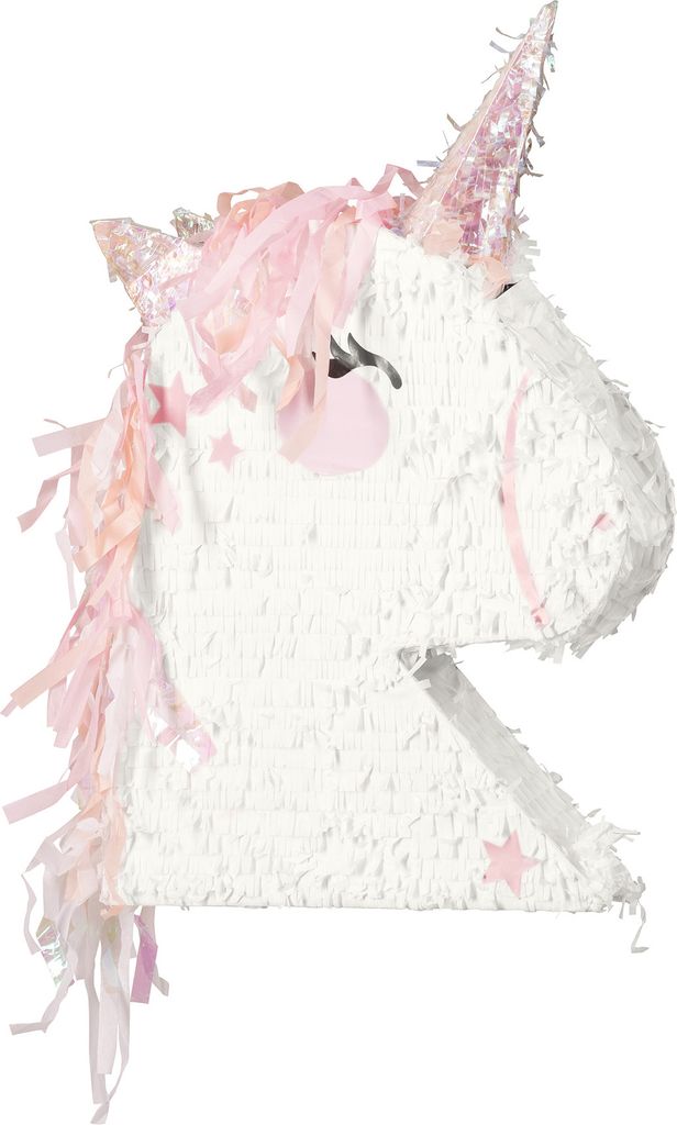 Piñata 41x48x10cm Einhornkopf zum Befüllen Weiß Rosa