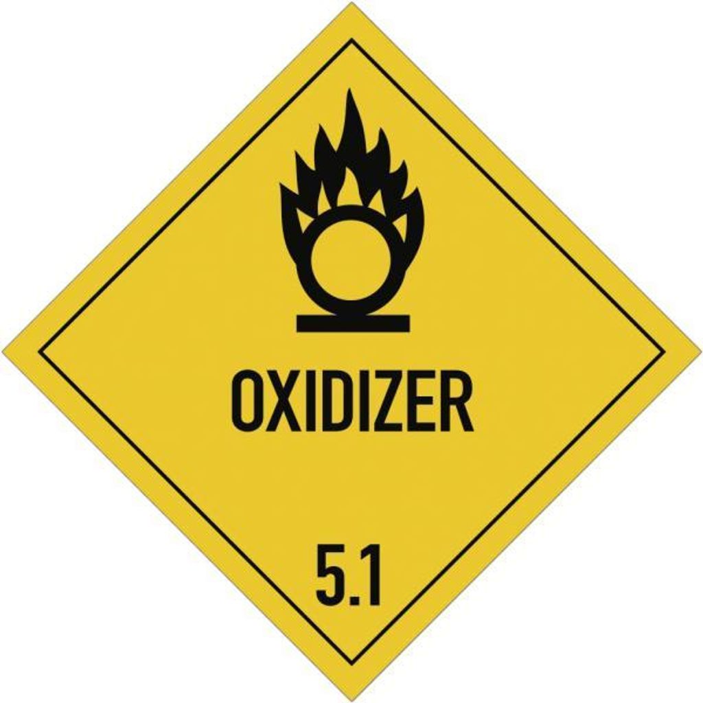 Gefahrzettel Klasse 5.1 Text OXIDIZER, Papier, 100x100 mm, Produktbild 