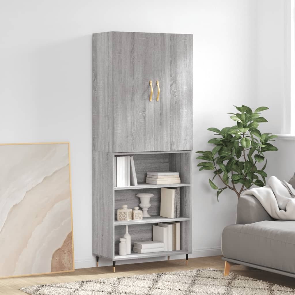 Maison Exclusive - Highboard Grau Sonoma 69,5x34x180 cm Holzwerkstoff