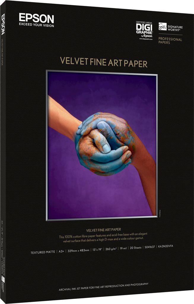 Epson Velvet Fine Art Paper, DIN A3+, 260g/m², 20 Arkuszy, Zdjęcie produktu 