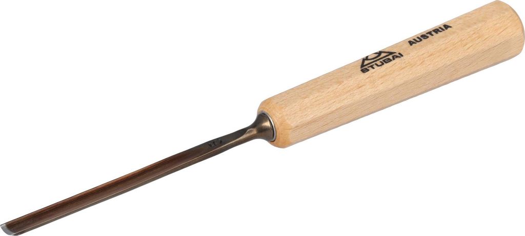 STUBAI Stemmeisen Stechbeitel Serie 52 - Form 5 | Gerades Hohleisen - 6 mm, mit Holzgriff, zum Vorstechen, für Anschlagarbeiten, Schrupparbeiten, ...