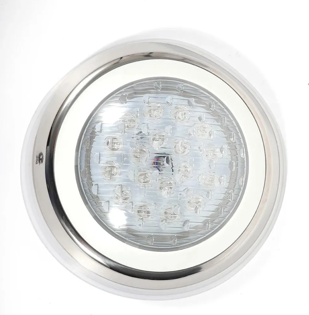 Lampe piscine LED 12V submersible IP68 en acier inoxydable blanc 54W