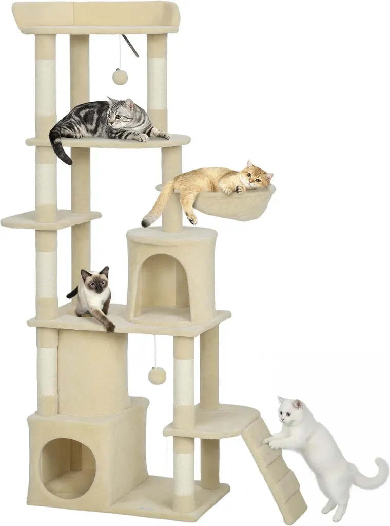 Arbre à chat complet 4 niveaux pour grand appartement et chats actifs