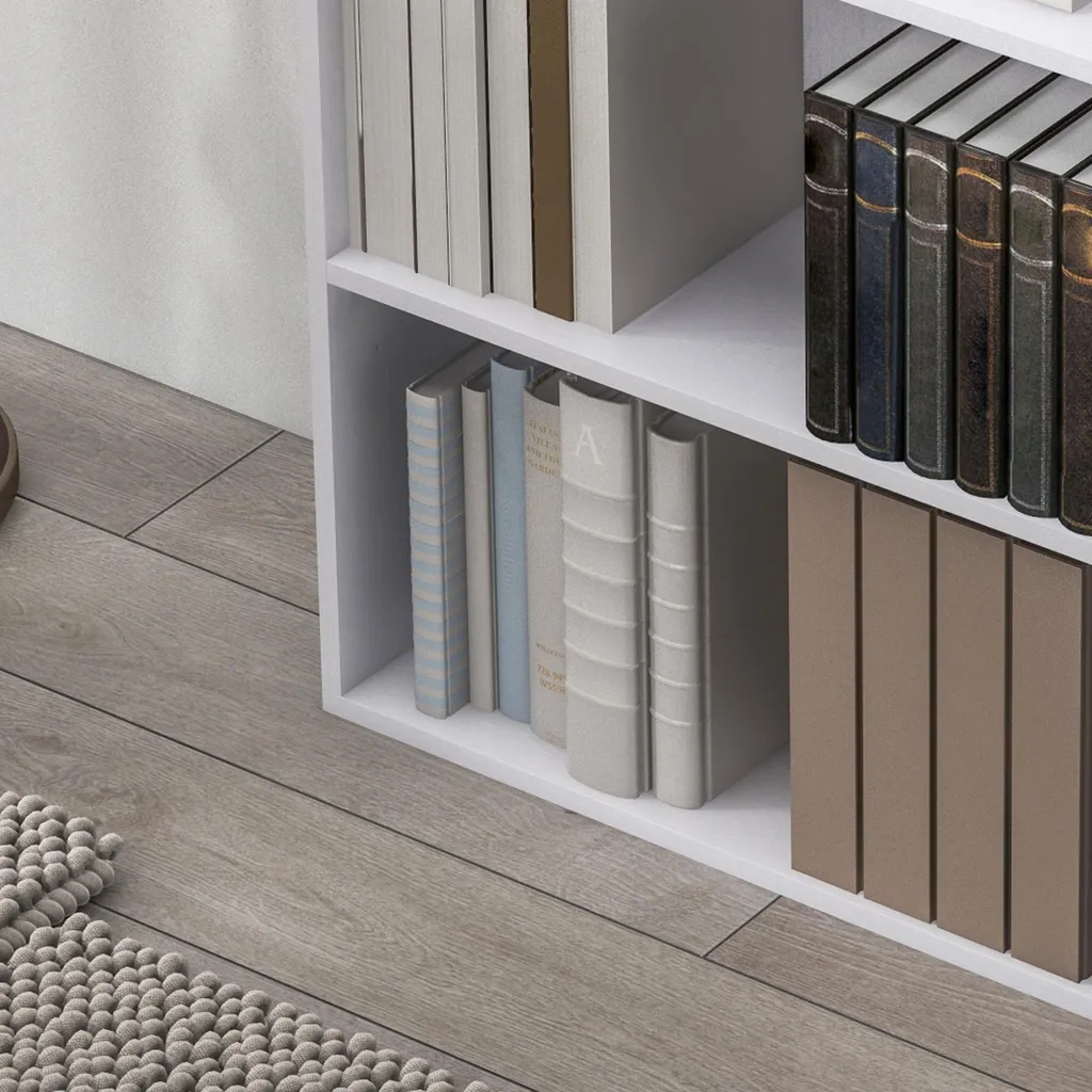Bibliothèque de rangement 2 compartiments étagère réglable blanc 60cm - 11