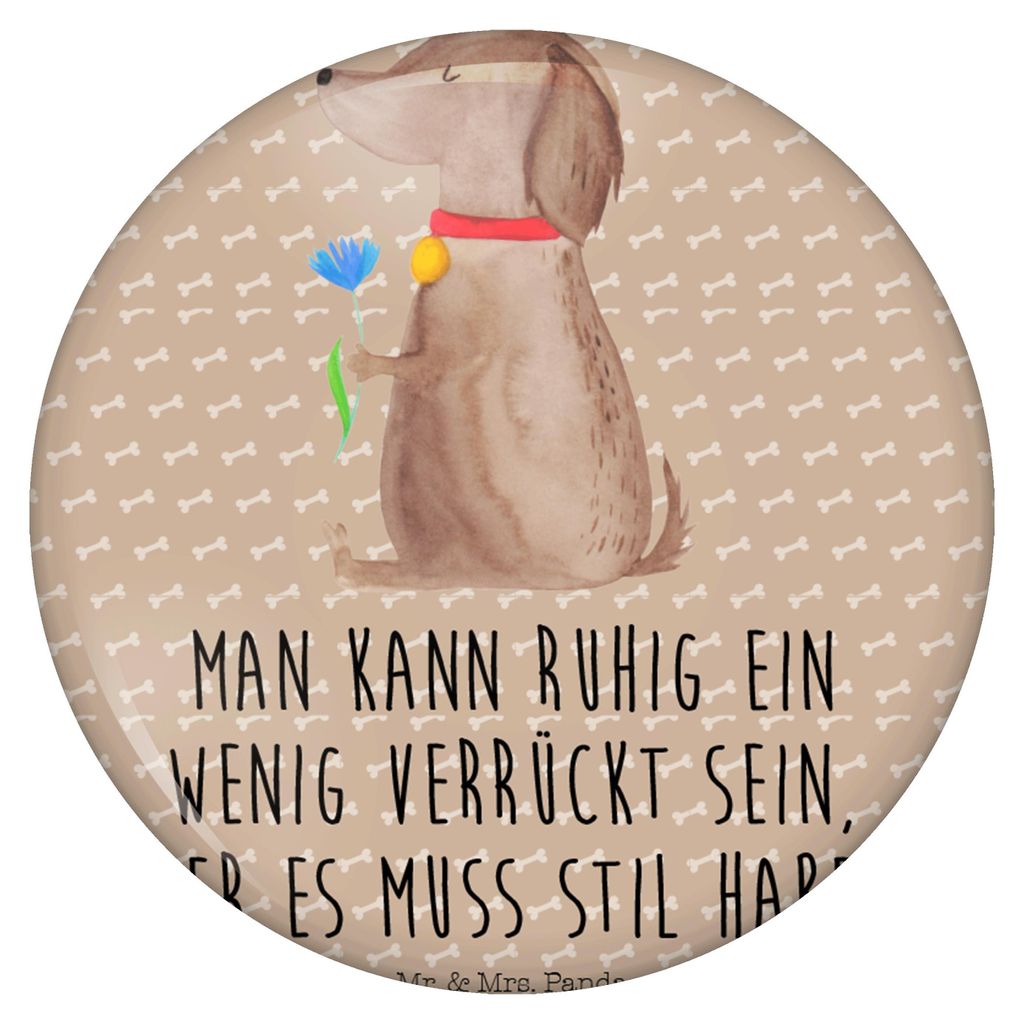 Mr. & Mrs. Panda Pin Hund Blume - Hundeglück - Geschenk, Fun-Button, Anstecker, Süß, Haha, Plakette, Verrückt, Sprüche, Hunde, Button, Badge