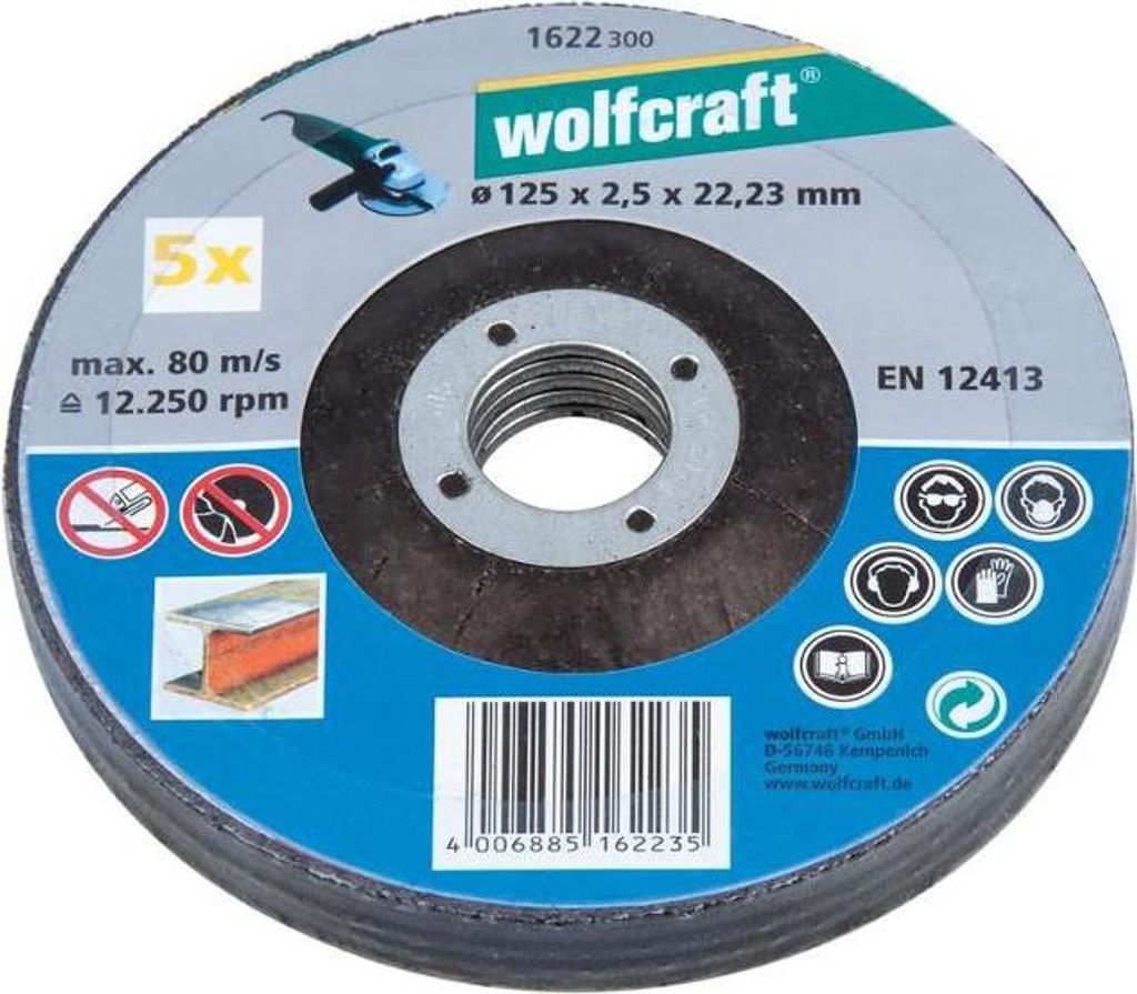Wolfcraft 1622300 Trennscheibe gekröpft 125 mm 22.2 mm 5 St.
