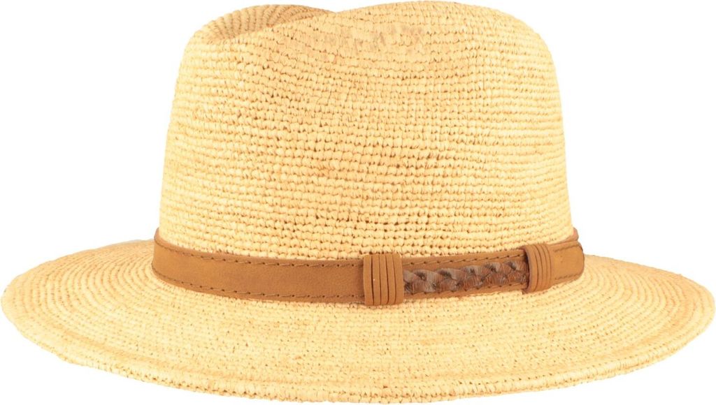 Fiebig Stroh Traveller Raffia Crochet mit Kunstlederband, beige, Gr. 57/M