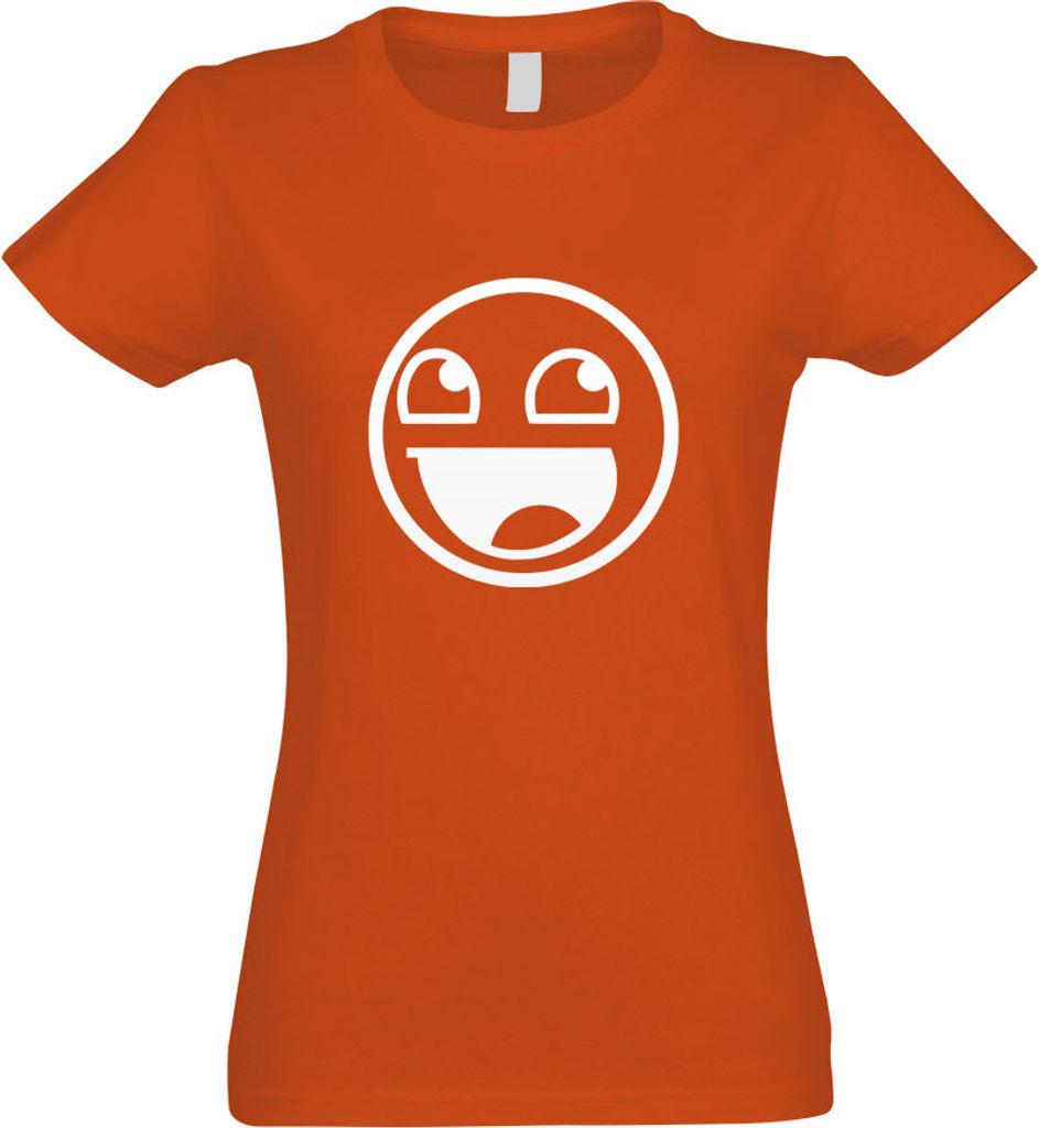Kiwistar - T-Shirt tailliert - Damen - orange - JDM Smile FACE - mit Motiv Bedruckt - Funshirt Design - Sport - Freizeit - Damen - M