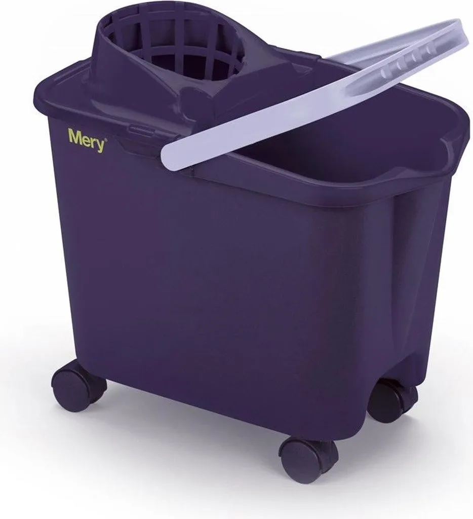 Seau rectangulaire à roulettes MERY 14L violet avec presse intégrée
