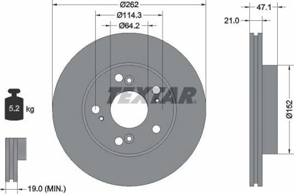 Disque de frein TEXTAR 92175803 pour Honda Civic et CR-Z - Qualité OE