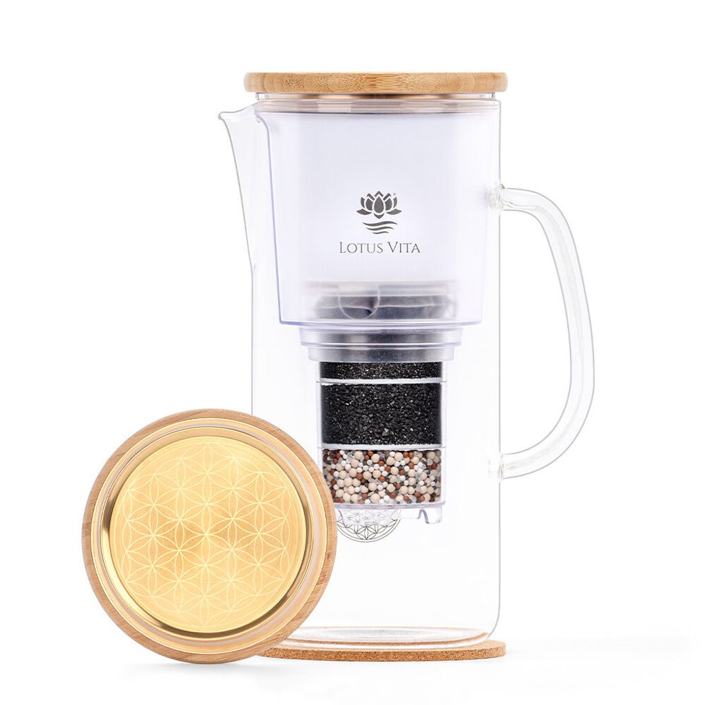 Lotus Vita Wasserfilter-Kanne Enya 1,4L Gold-Edition - Produktbild 