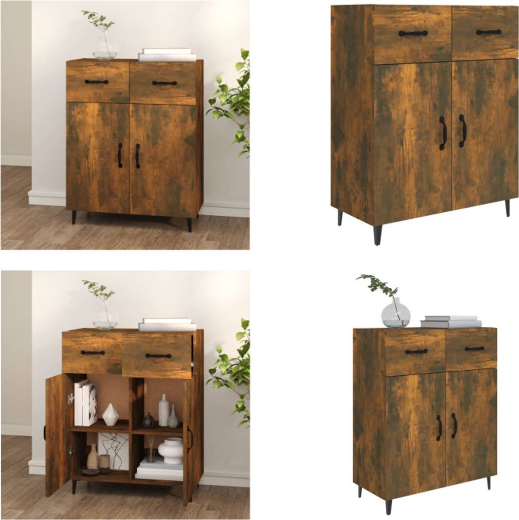 vidaXL Sideboard Räuchereiche 69,5x34x90 cm Holzwerkstoff - Sideboard - Sideboards - Schrank - Lagerschrank