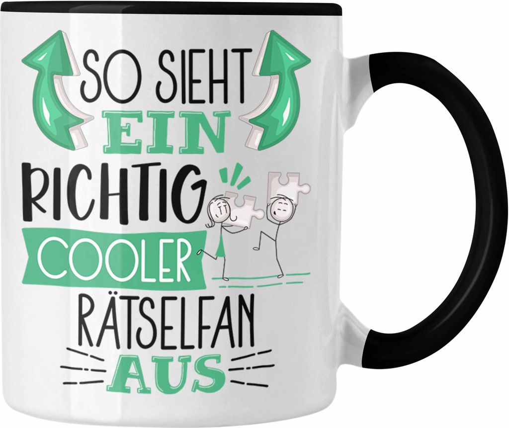 Trendation - Rätselfan Tasse So Sieht Ein Richtig Cooler Rätselfan Aus Geschenk Lustiger Spruch Geschenkidee (Schwarz)