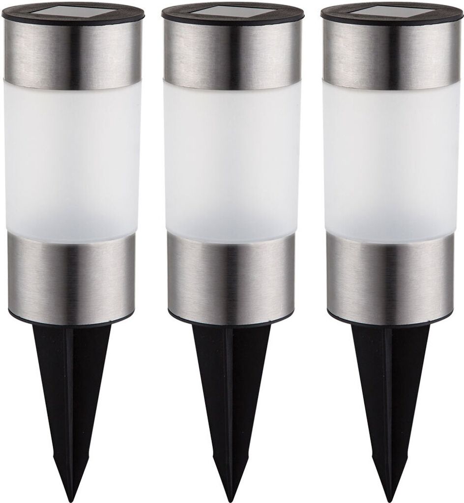 3er Set Solar-Steckleuchte, Edelstahl, H 23,5 cm Produktbild 