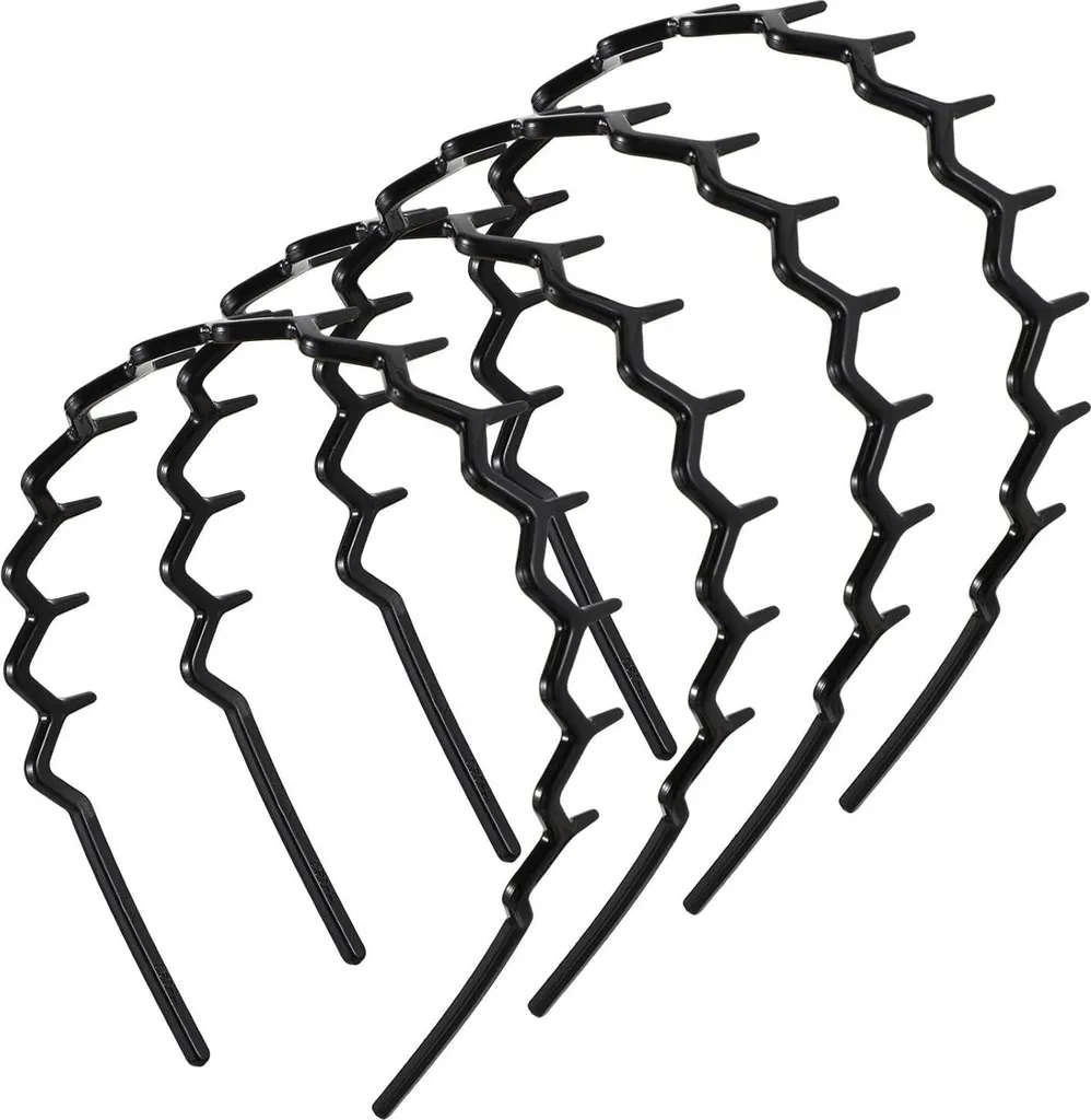 Serre-tête peigne zigzag noir 4 pièces pour un style rétro et moderne