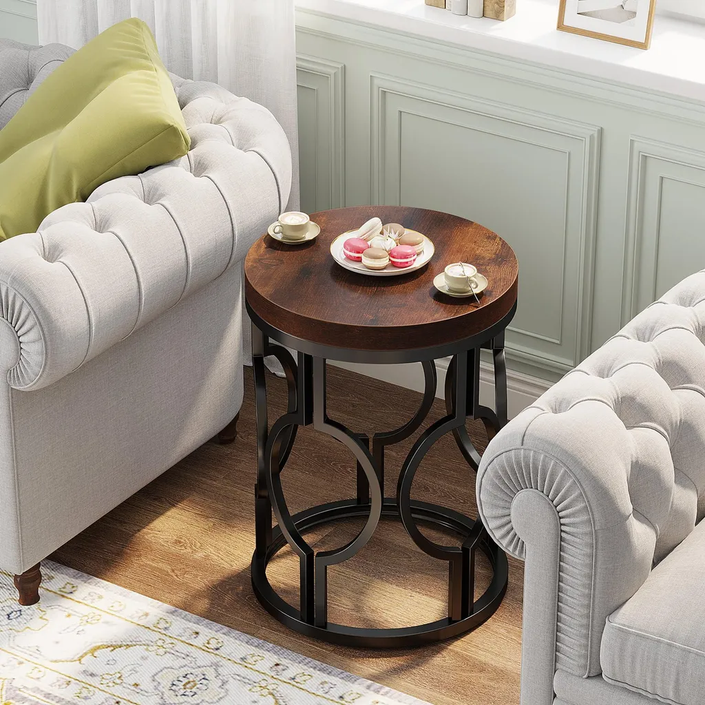 Table d'Appoint Stable et Robuste, Meuble d'Appoint Montage Rapide